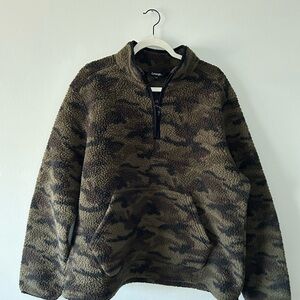 Camo Quarter-zip Sherpa Sweater